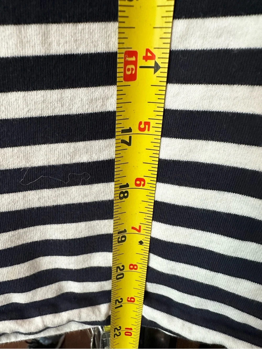 J. Crew blue & White Striped Short Sleeve Ruffle-Sleeve Tee